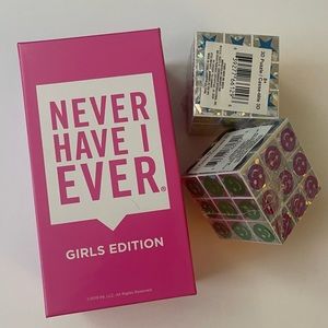 Never Have I Ever Card Game: Girls Edition AND 2 Rubix Cubes